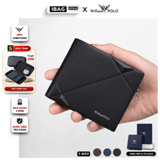 Ví Nam Da Bò Thật Chính Hãng Williampolo Bóp Nam Da Cao Cấp Ví da nam ngang đựng tiền và thẻ mini nhỏ gọn- IBAG