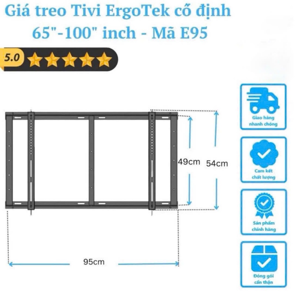 GIÁ TREO TIVI CỠ ĐẠI ERGOTEK E95 65 – 100 INCH