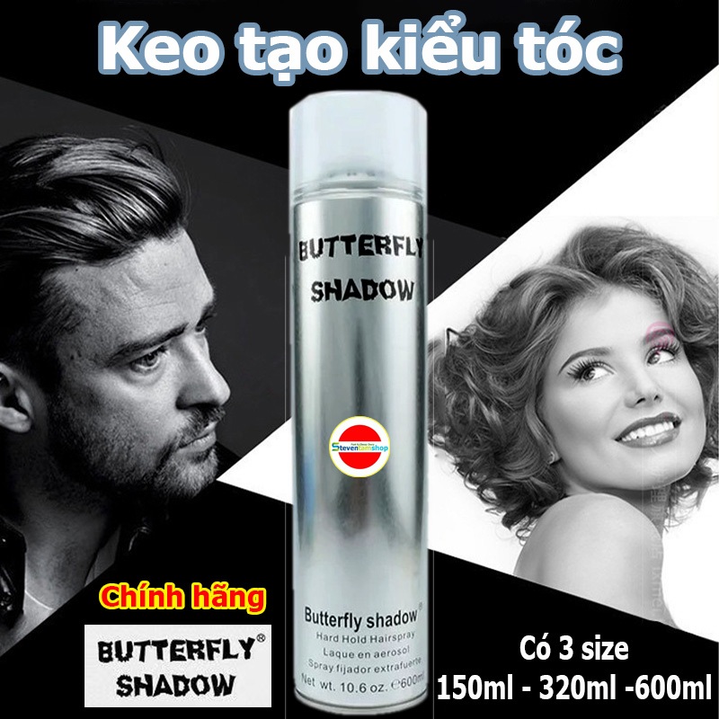 Keo xịt tóc Butterfly Shadow 600ml (Keo Bạc)