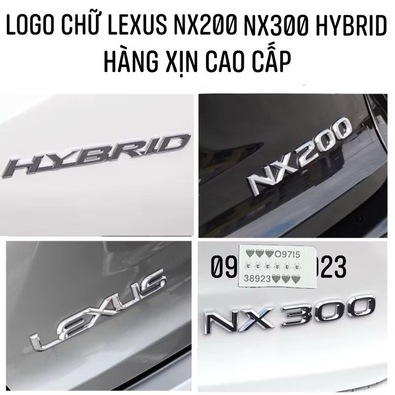 BỘ LOGO CHỮ LEXUS NX300 NX200 BYBRID XỊN CAO CẤP GIÁ RẺ