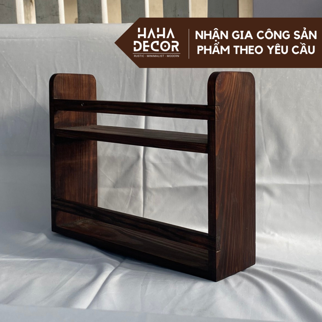  Kệ đựng gia vị 2 tầng chất liệu gỗ thông mỹ tự nhiên kệ để gia vị nhà bếp KGDB04 