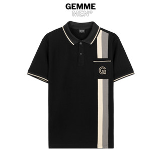 Áo thun polo big size GEMME MEN họa tiết sọc đứng có túi, chuẩn form, sang trọng, thanh lịch, Big Size 55 - 150kg