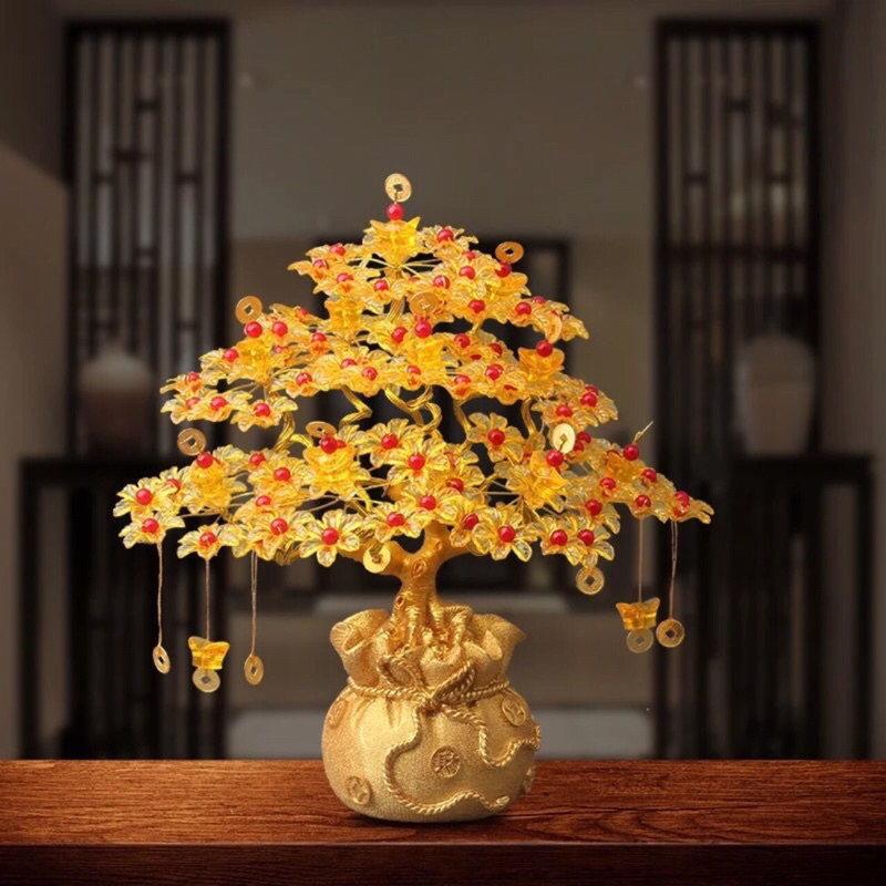 {Sản phẩm Tự Làm} Gói Nguyên Liệu Cây Kim Tiền Phát Tài, Phát Lộc Đế Vàng 7 Cành, Túi Tiền 7 Cành Tr