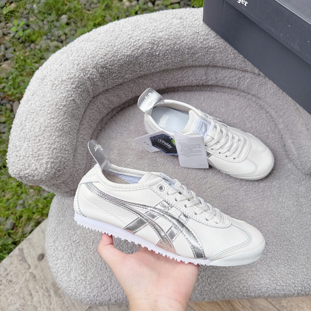 Giày Onitsuka Tiger Mexico 66 White Silver, Giày Giày Onitsuka Tiger Trắng Bạc Luxurysneaker