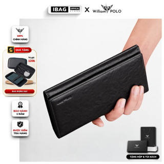 Ví dài nam ví da nam cầm tay cao cấp William POLO bóp nam da bò thật full hộp đựng ví cầm tay nam dáng đứng- IBAG