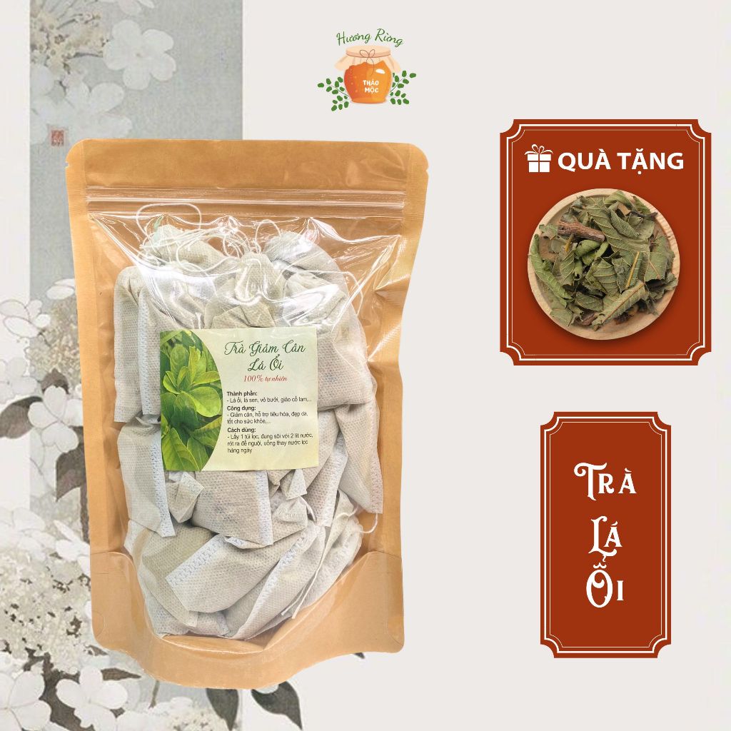 Trà lá ổi non nguyên chất túi lọc gói 30 túi hỗ trợ giảm cân Hương Rừng