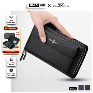 Ví Nam Cầm Tay Cao Cấp William Polo,chất Liệu Da Bò Thật Vân Xước,ví Dáng Dài Nam,thiết Kế Nhiều Ngăn,chống Nước- 𝑰𝑩𝑨𝑮