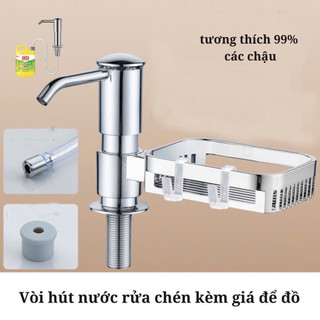 Bộ vòi bơm hút dẫn nước rửa chén kèm giá để đồ,bộ dẫn dầu rửa bát gắn bồn siêu tiện dụng chiều dài dây1.2m,cắm chai trực