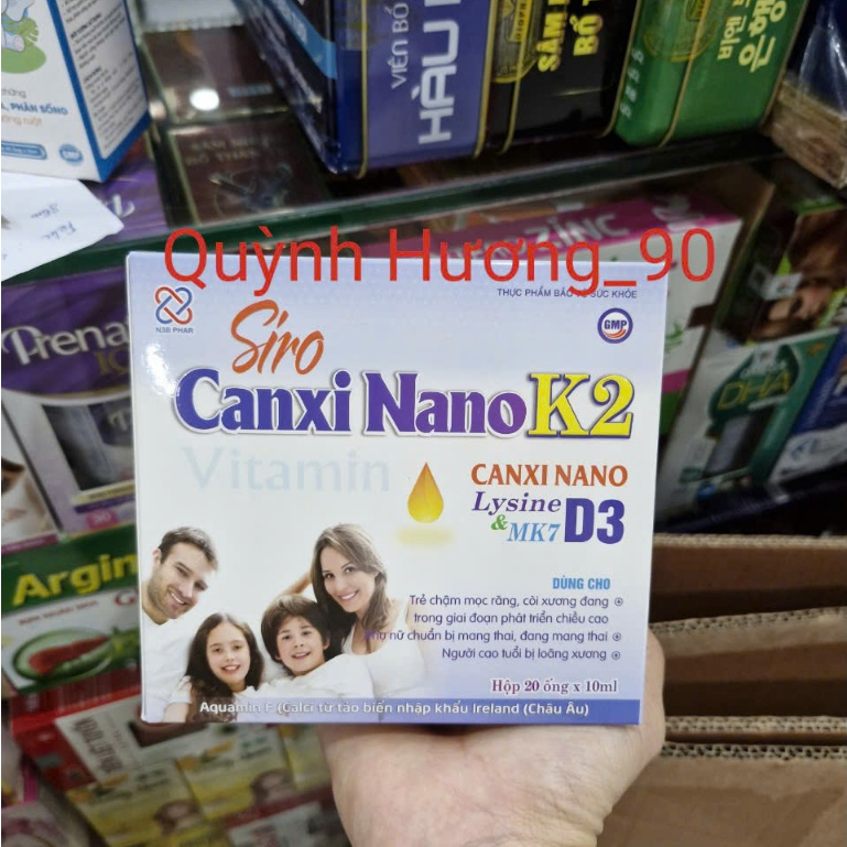 Siro CANXI NANO K2 D3 MK7 hộp 20 ống giúp bổ sung canxi,d3,k2 mk7 cho cơ thể