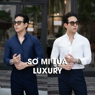 Áo sơ mi nam Luxury ghim cổ , Lụa cao cấp mềm mịn chống nhăn , Dáng ôm Hàn Quốc công sở dài tay boy phố BigSize