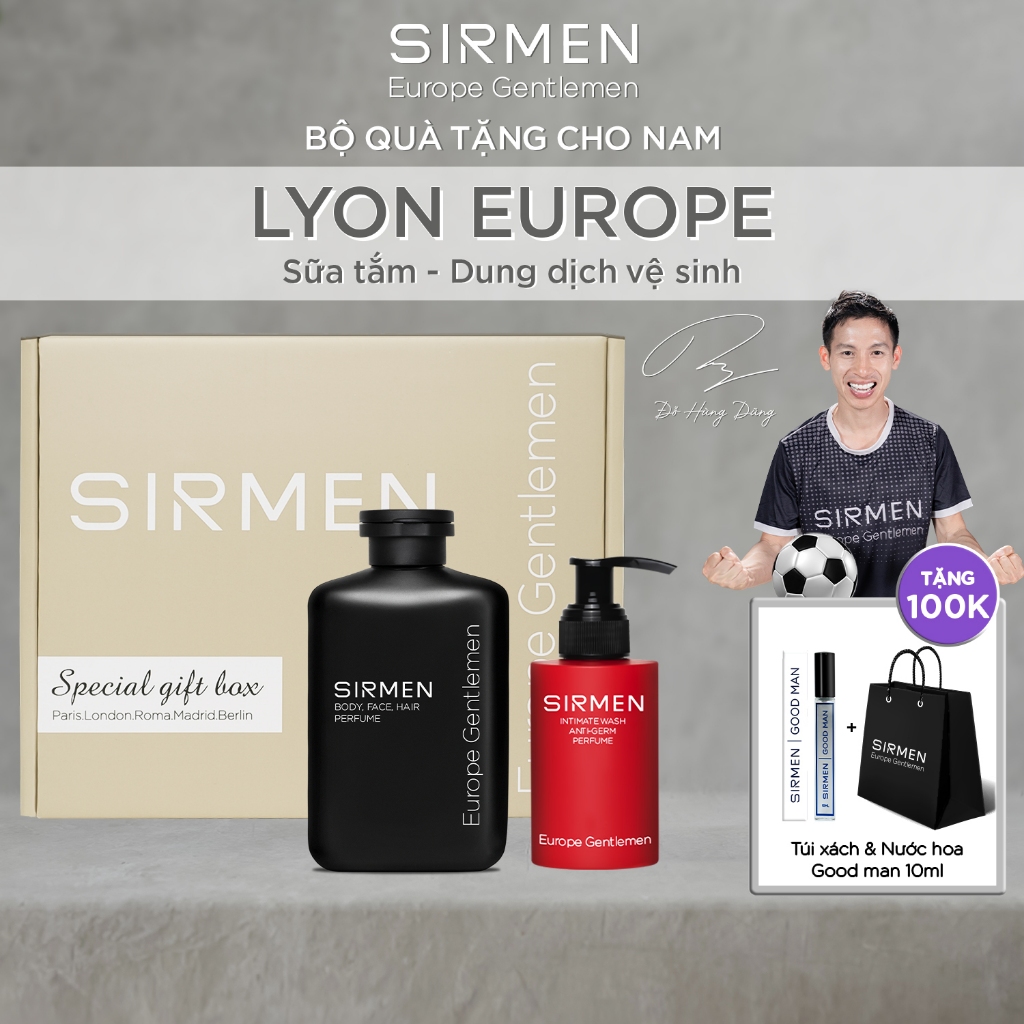 Combo Lyon Europe Gồm Sữa Tắm Gội Nam 350G & Dung Dịch Vệ Sinh Nam 100G Nguyên Liệu Châu Âu Sirmen Europe Gentlemen