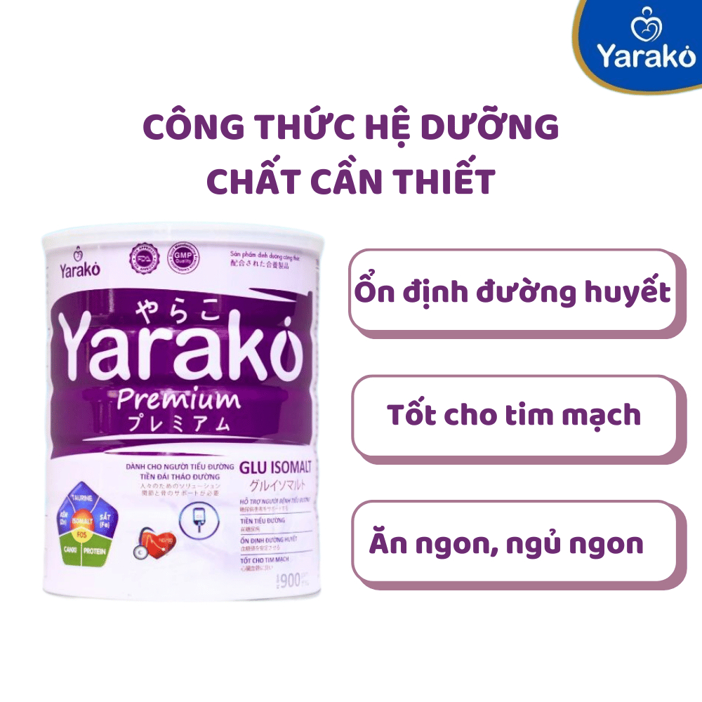 Sữa Tiểu Đường YARAKO PREMIUM GLU ISOMALT Sữa Cho Người Tiểu Đường Hộp 400/900g