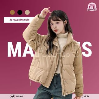 [Voucher 30K] Áo Phao nữ dáng ngắn Mania.5S, Áo Khoác Phao Croptop túi chéo chất nhung lì 40-65kg Mã 9