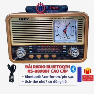  Đài Radio Nhật Bản NS8898BT Cổ Điển-Bluetooth-Đồng Hồ Loa Thẻ Nghe Nhạc Cho Người Già - H2Pro Tech 