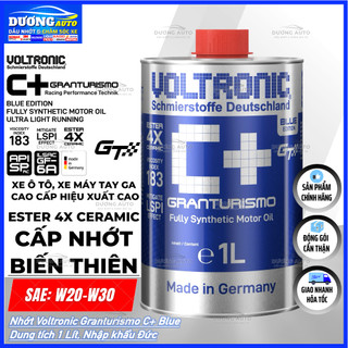 Nhớt Voltronic Granturismo C+ Blue 1L, Cấp Nhớt Biến Thiên SAE 0W20 - 10W30 Ester 4X Ceramic, Voltronic C+ Blue