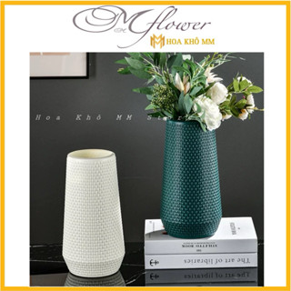 lọ nhựa cắm hoa giả gốm phong cách bắc âu, bình cắm hoa deco nhà cửa