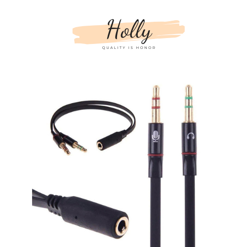 Dây jack chuyển đổi tai nghe 3.5mm sang 2 cổng 3.5mm cho audio và mic dùng trên laptop máy tính
