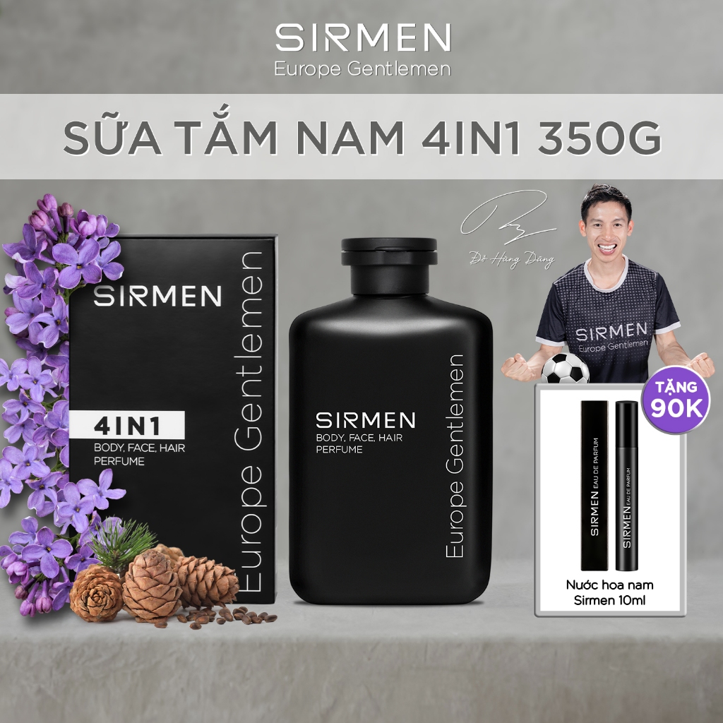 Sữa Tắm Gội Nam 4 In 1 Hương Nước Hoa Châu Âu Sirmen Europe Gentlemen Cao Cấp 350G Công Nghệ Eu - Nano Xuất Xứ Châu Âu