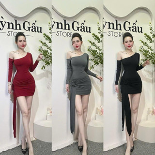 Đầm body xinh lệch vai phối hoa tua rua xinh xắn bigsize