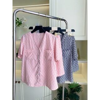 VIBES Pijama ngắn cổ V Vie Jane Py Set phom rộng từ 37-80kg