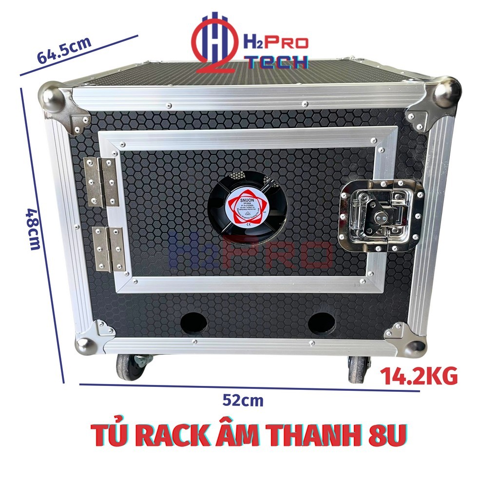 Tủ Rack 8U Dày Dặn 4 Bánh Xe - Cánh Cửa - Quạt Làm Mát, Tủ Máy 8U Âm Thanh Nhỏ Gọn Bảo Vệ Thiết Bị -