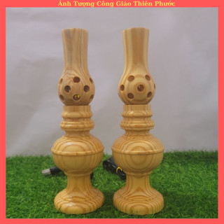  Cặp đèn thờ công giáo  đèn gỗ điện trang trí bàn thờ - trang trí nhà cửa 