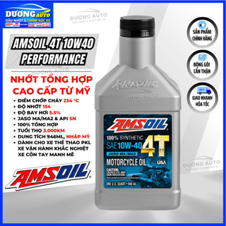 Nhớt Xe Số Amsoil 4T 10W40 946ml ( MC4 ) 100% Tổng Hợp - Made In USA, Amsoil Performance 10w40 946ml, Nhớt xe côn tay