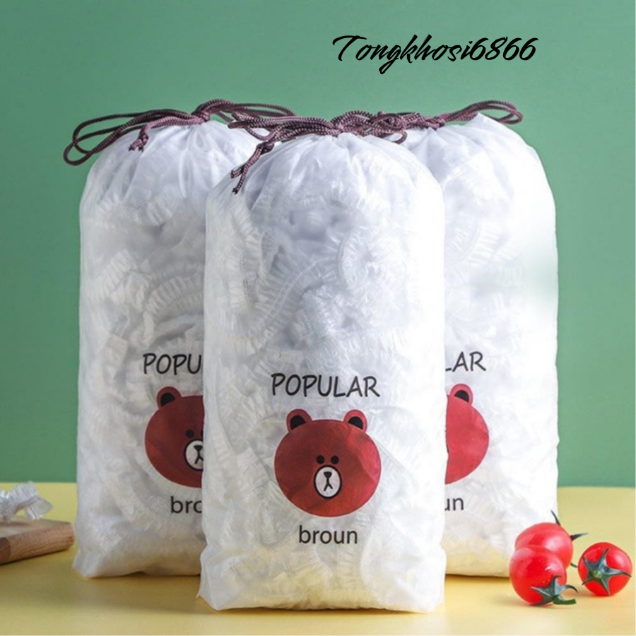 (Set 3) Gói Màng Bọc Thực Phẩm PE Túi Gấu - Túi Bọc Thức Ăn Có Chun Co Giãn Tái Sử Dụng