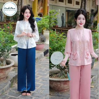 Bộ quần áo đi chùa , bộ pháp phục thiết kế tiểu thư xinh yêu cao cấp