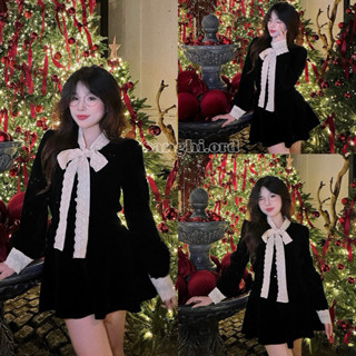  Set váy nhung mix nơ nhà SANGHI 