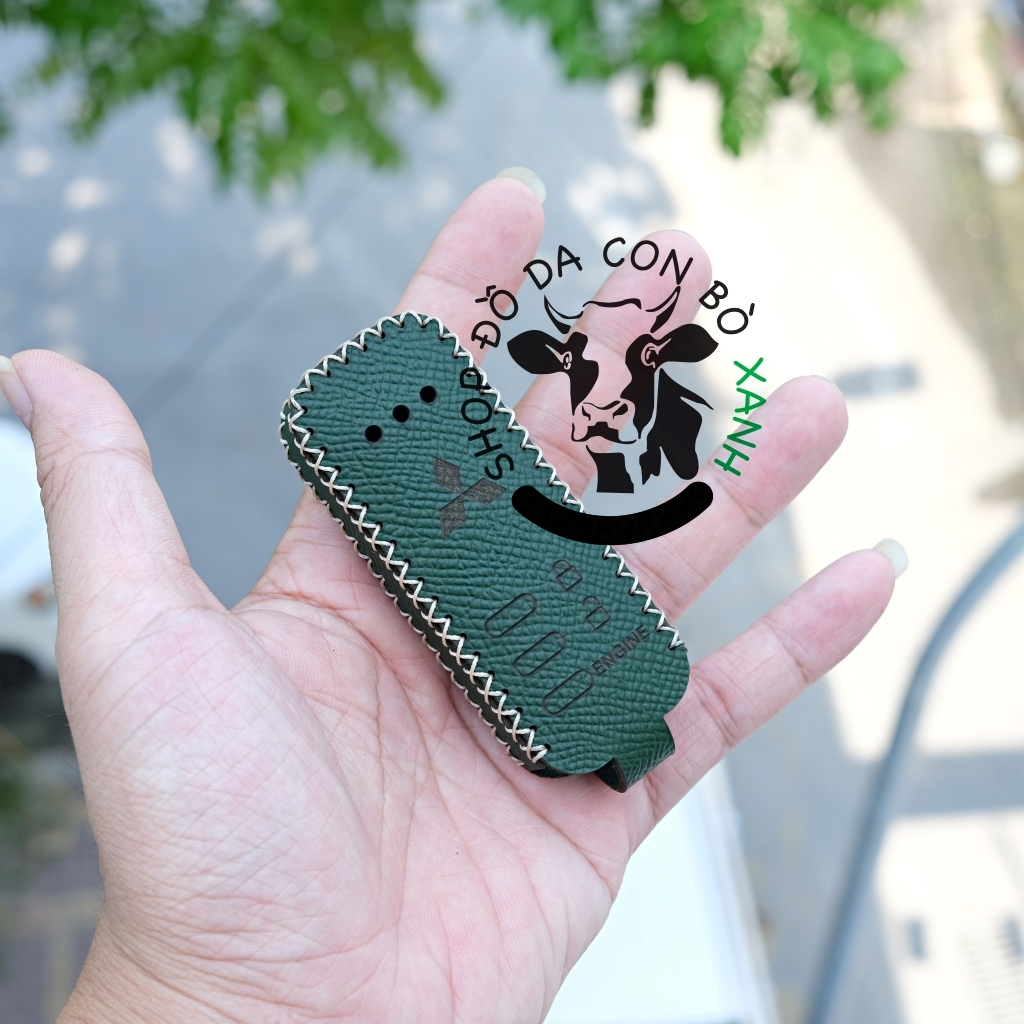 Bao Da bọc ốp chìa khóa đề nổ Mitsubishi XFORCE, ENGINE start stop handmade Da Thật 003x