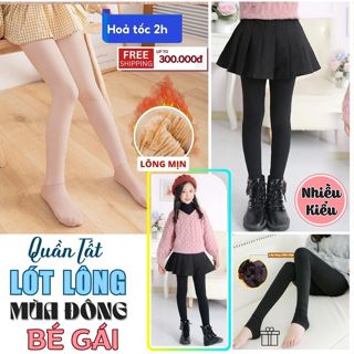 [DÀY ẤM] Quần tất giữ ấm cho bé gái 3-12 tuổi - Quần lót lông giữ nhiệt cho bé gái màu da và màu đen