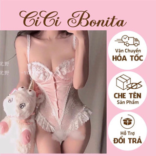 Bodysuit ngủ lụa ren 2 dây quyến rũ, đáng yêu CB01 CICI BONITA HCM
