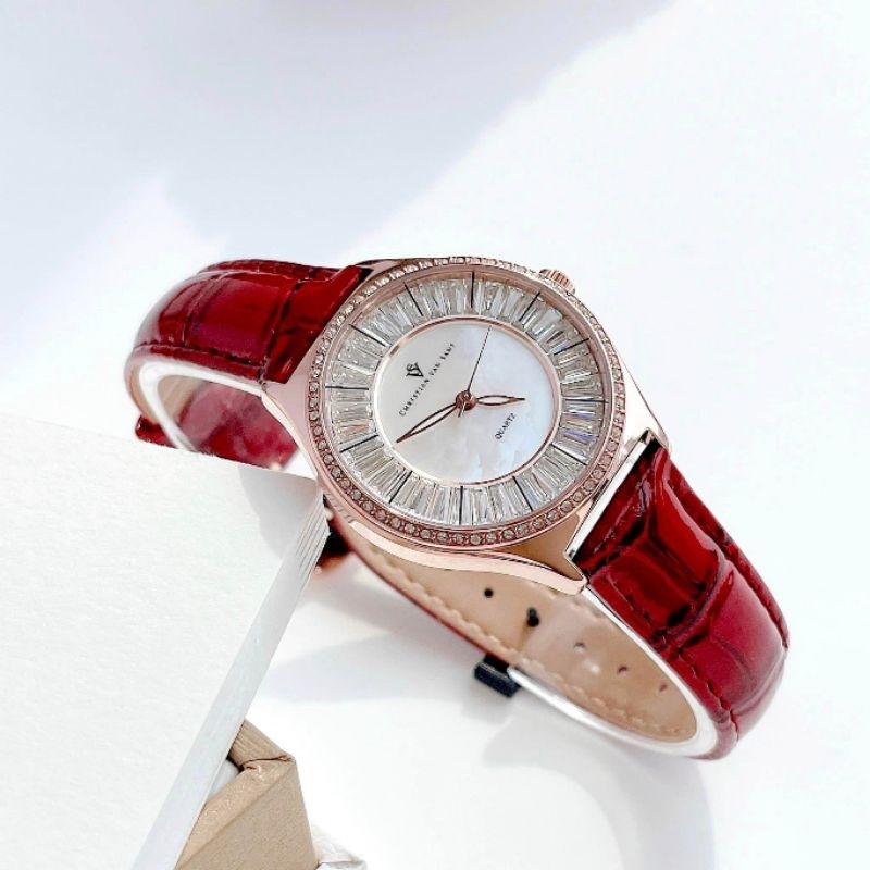 [Chính Hãng 100%] Đồng Hồ Nữ Christian van sant CV3208 (3208) Máy Pin Kính Cứng Size 33 mm dây da fu