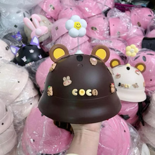 [Tặng chamr Tên] Mũ bảo hiểm cho trẻ em 2 - 6 tuổi Đáng iu Kèm tai gấu tai mèo Chamr tên Chamr hoạt hình Lò xo hoa cute