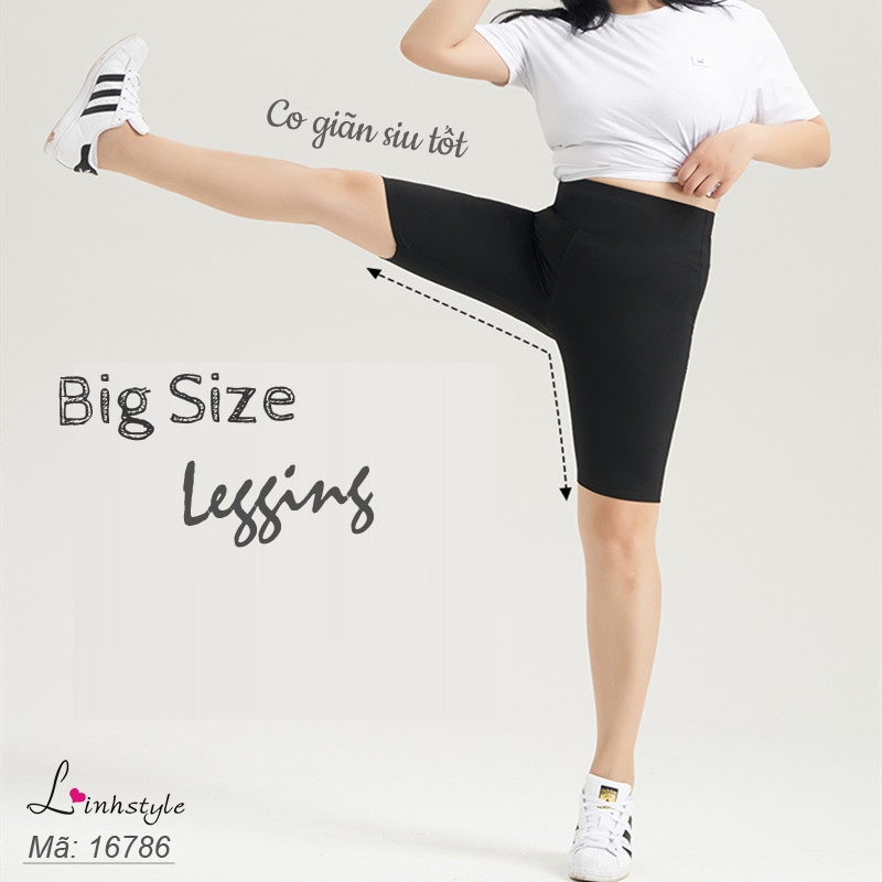 Quần Legging Nữ Bigsize Cạp Cao Su Đúc Cao Cấp LinhStyle - Quần Legging Ngố Lửng Bigsize Nữ Cạp Lưng