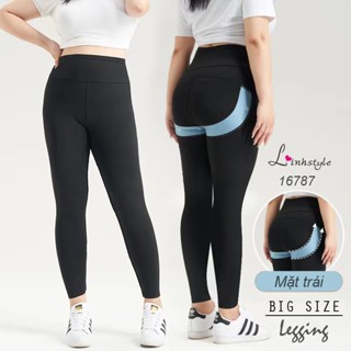 Quần Legging Nữ Bigsize Cạp Cao Chính Hãng LinhStyle - Quần Legging Dài Cạp Lưng Cao Su Đúc Co Giãn Cao Cấp 16787 16968