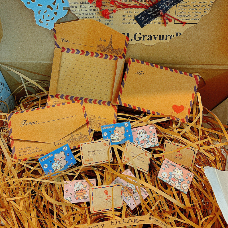 Set 10 thư thiệp mini vintage TMN2