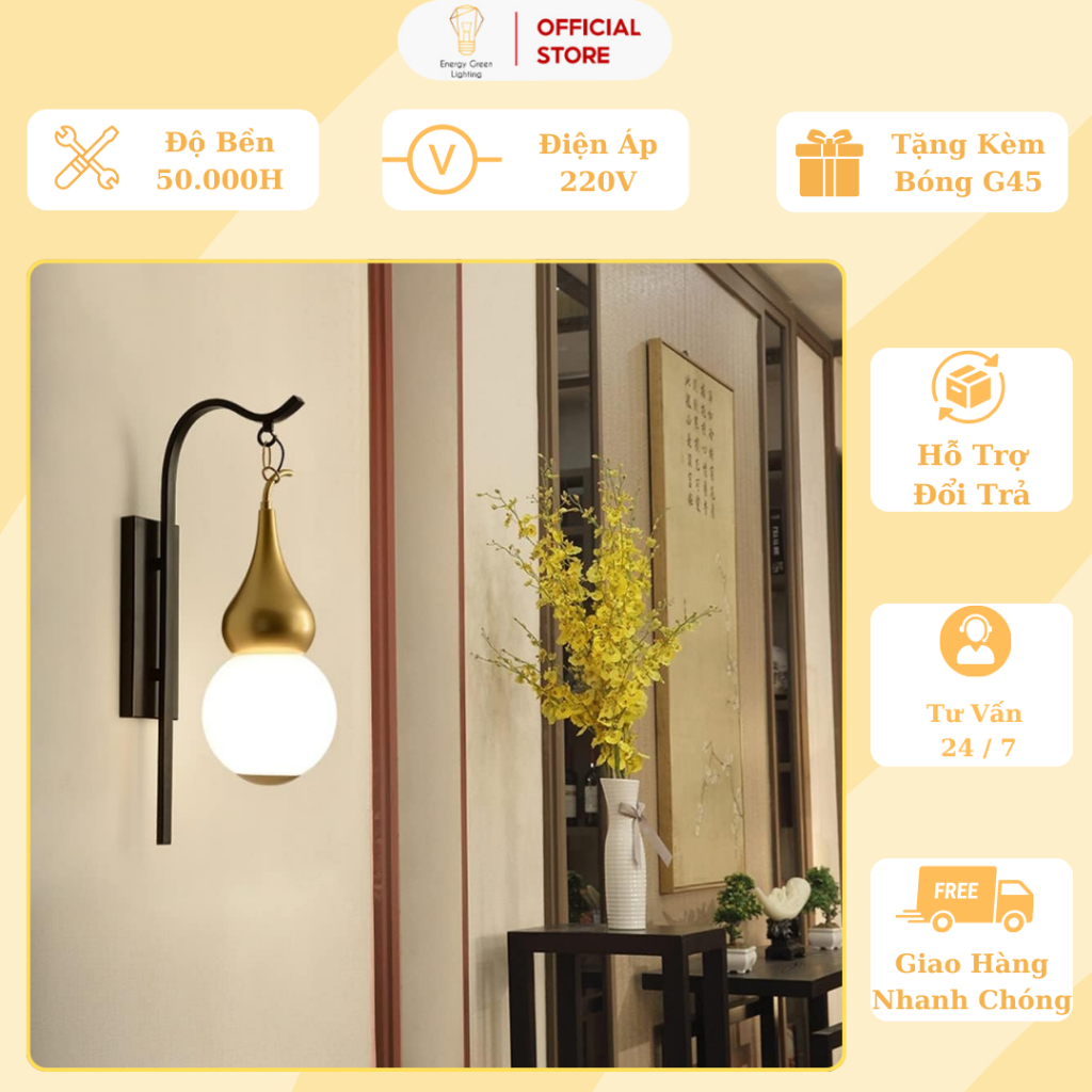 Đèn Tường Energy Green Lighting Hồ Lô DT-SY666 Cổ Điển - Decor Phòng Ngủ, Phòng Khách - Kèm Bóng G45