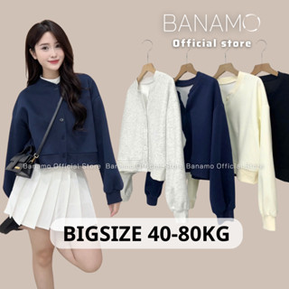 Áo khoác nữ BIGISZE Banamo Fashion áo nỉ croptop cúc cài bo viền 3941