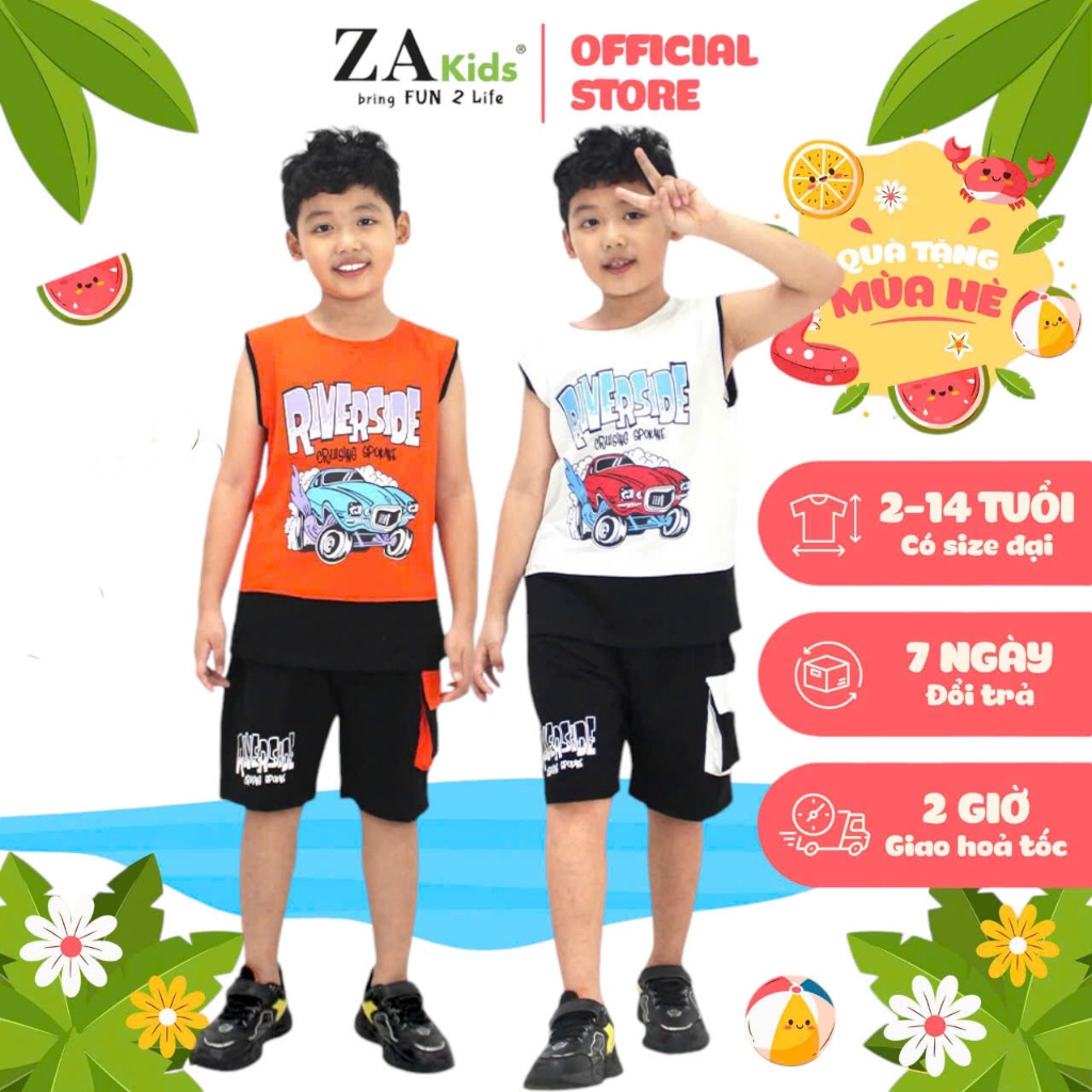 Bộ Quần Áo Thun Sát Nách Quần Đùi Thời Trang RIVE Bé Trai (2-10) ZAkids ZA02328BT