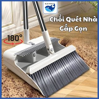 Chổi quét nhà gấp gọn thông minh kèm hót rác cán dài 2 trong 1 đa năng. Xoay 180 độ quét sạch mọi ngóc ngách trong nhà