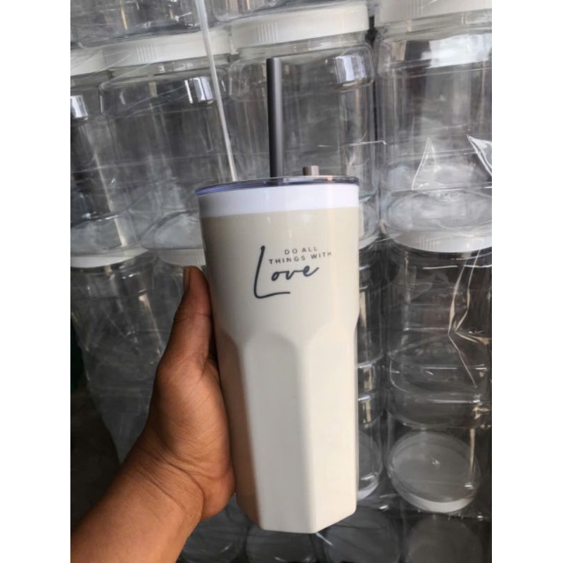 Ly giữ nhiệt 600ml kèm ống hút nhựa Tân lập thành