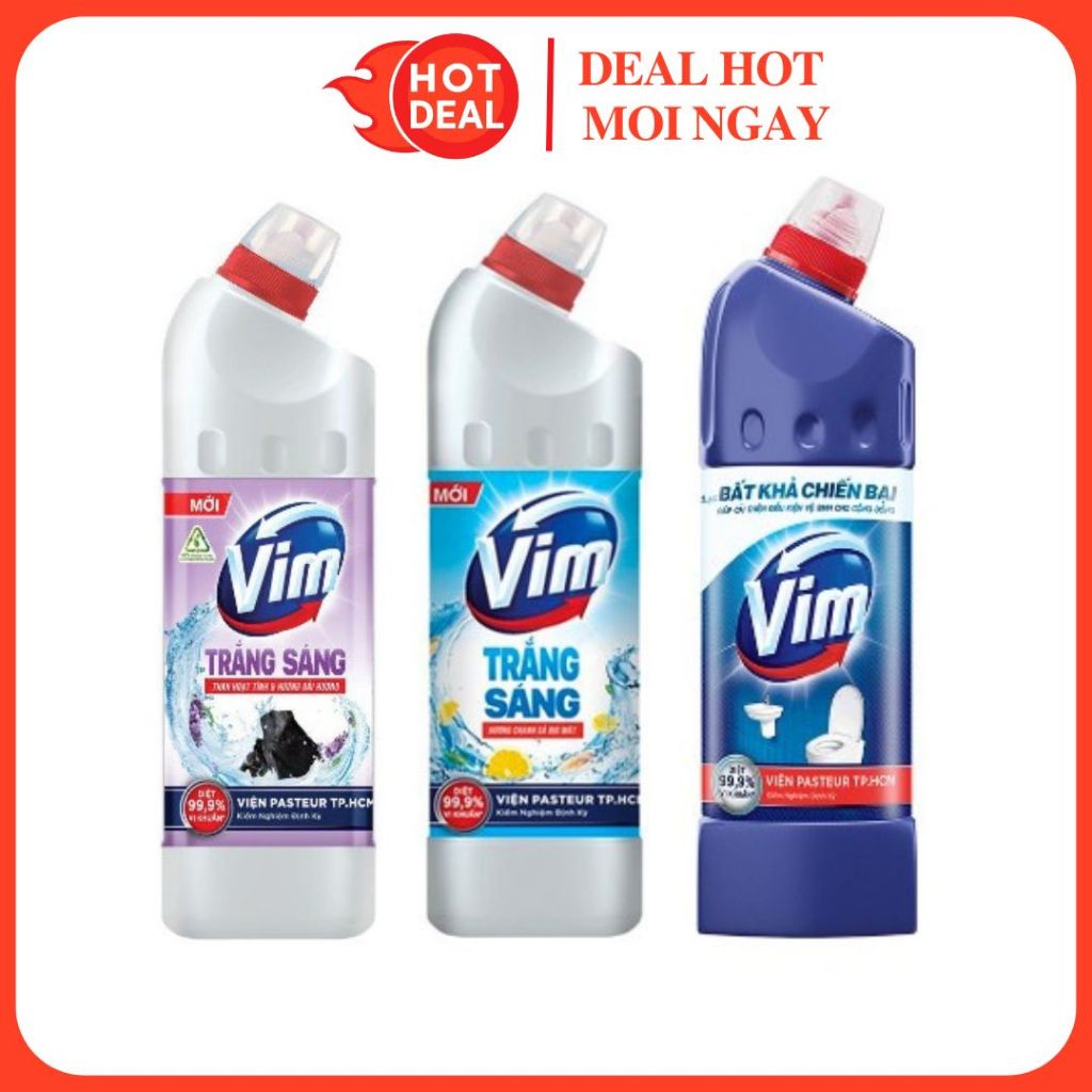 Tẩy Rửa Bồn Cầu Vim Diệt KHuẩn Trắng Sáng Than Hoạt Tính/Chanh Sả/Lavender