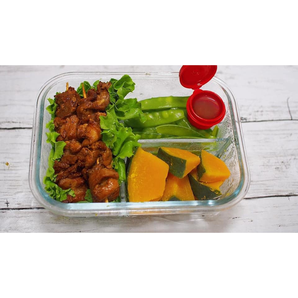 Hộp thủy tinh chữ nhật chia 3 ngăn chịu nhiệt 1040ml Lebenlang LBF333