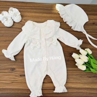  Body liền thân THu đông cho bé gái từ 4-11kg - Body  LIỀN THÂN TRẮNG  bèo Made by hằng 