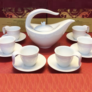 bộ ấm trà gốm sứ Minh Long Anh Vũ - bộ bình tách trà Anh Vũ sứ Minh Long