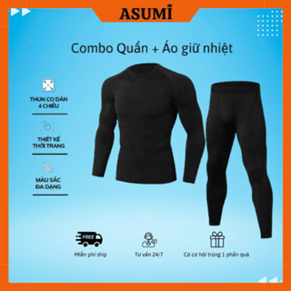 Bộ quần áo giữ nhiệt nam 💎FREESHIP💎 Quần áo tập gym nam, áo lót body + quần pro combat cao cấp Asumi VN
