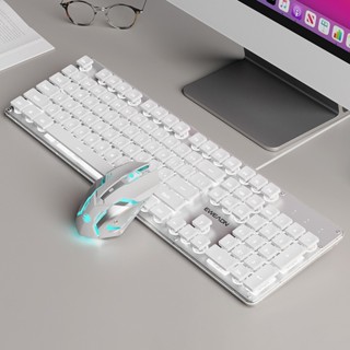 Bàn phím giả cơ EWEADN keycap vuông kèm chuột có dây có đèn led sinh động - Bàn phím văn phòng gõ không tiếng ồn