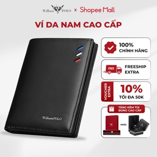 Ví da nam cao cấp William polo chất liệu da bò Full hộp đựng ví , túi xách  williampoloPOLO368